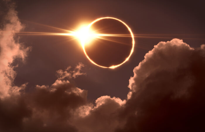 Total Eclipse Of The Sun. The Moon Covers The Sun In A Solar Eclipse